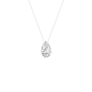 1 Carat Pear Lab Grown Diamond 14K Gold Seamless Solitaire Necklace