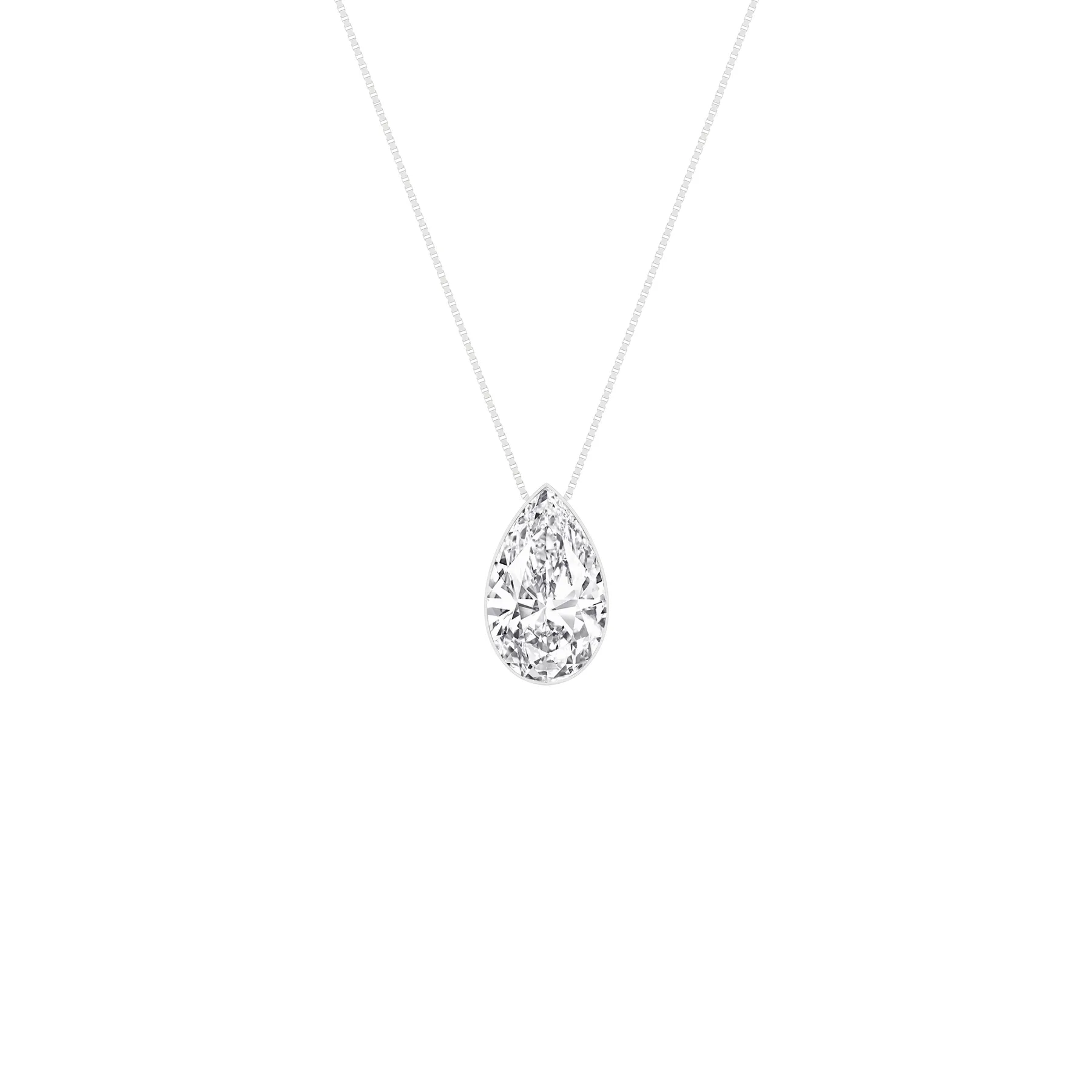 1 Carat Pear Lab Grown Diamond 14K Gold Seamless Solitaire Necklace