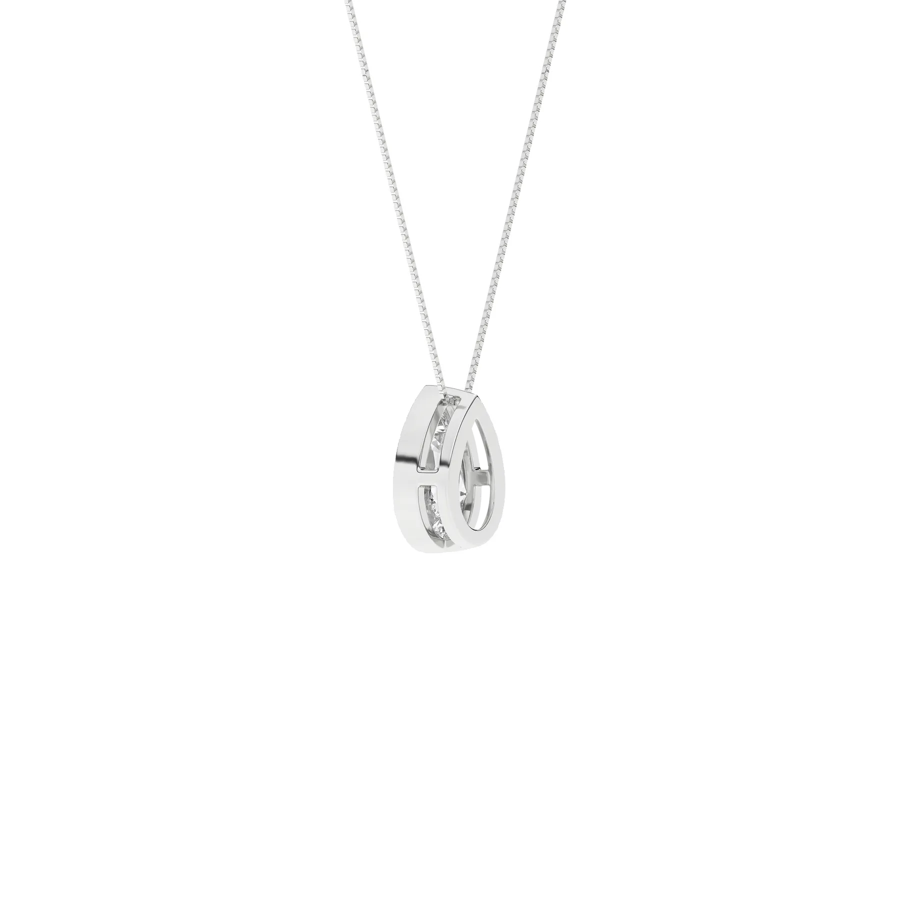 1 Carat Pear Lab Grown Diamond 14K Gold Seamless Solitaire Necklace