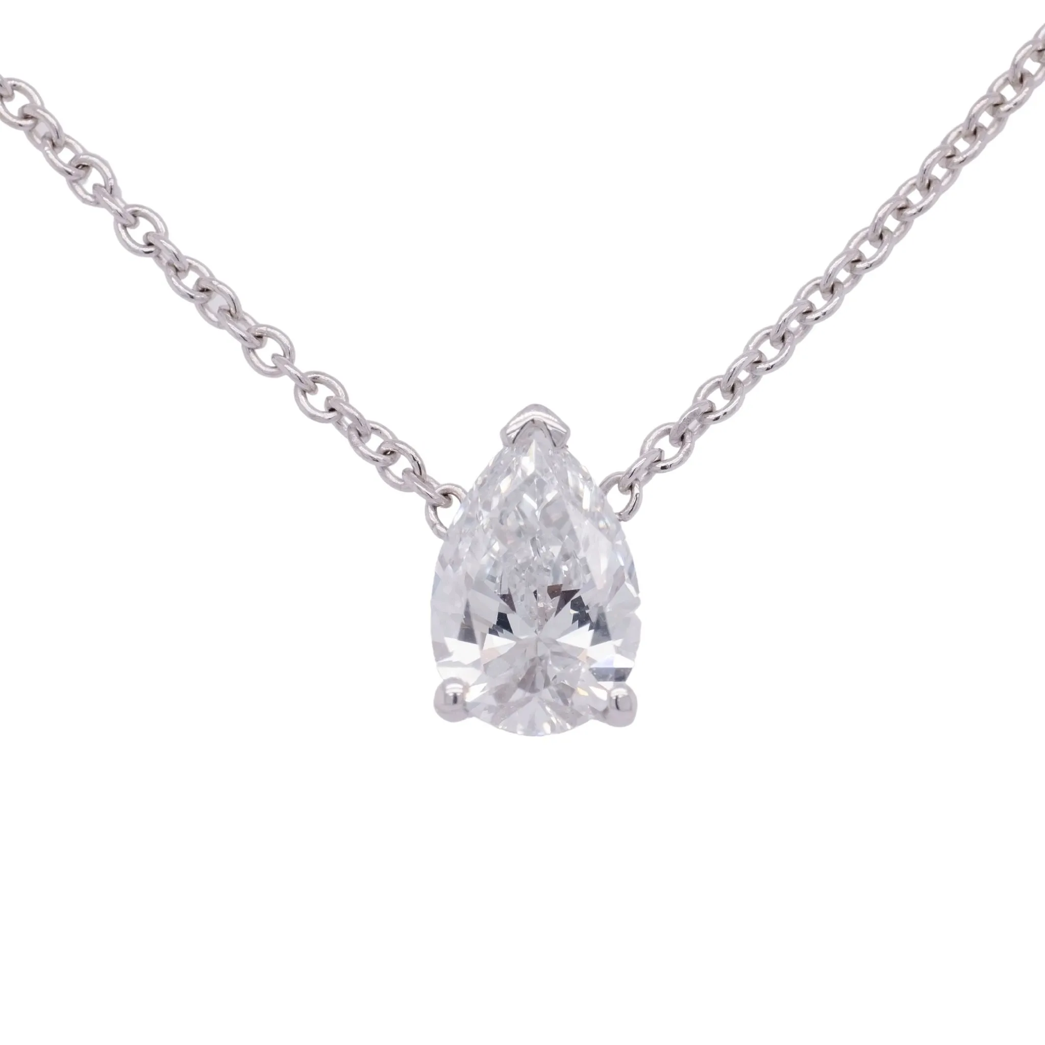 1.06 Carat Pear-Shaped Diamond Pendant in 14k White Gold