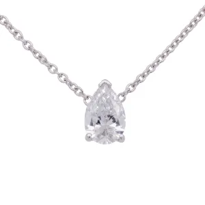 1.06 Carat Pear-Shaped Diamond Pendant in 14k White Gold