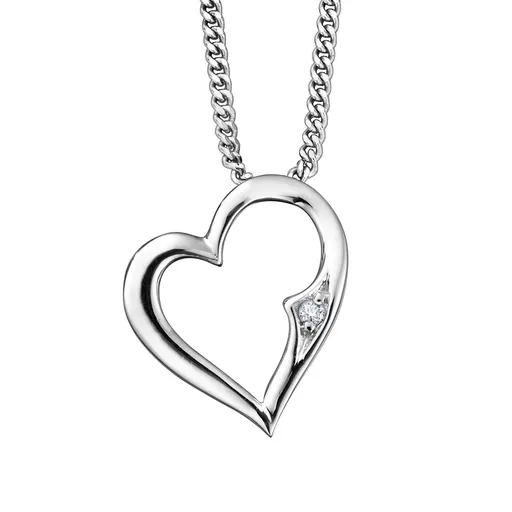 10K White Gold (0.01ct) Diamond Heart Pendant