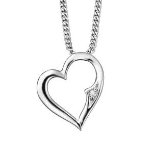 10K White Gold (0.01ct) Diamond Heart Pendant