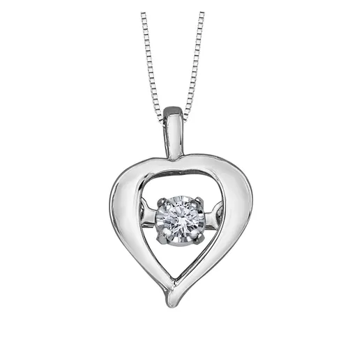 10K White Gold (0.02ct) Dancing Diamond Heart Pendant