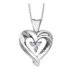 10K White Gold (0.02ct) Diamond Heart Pendant
