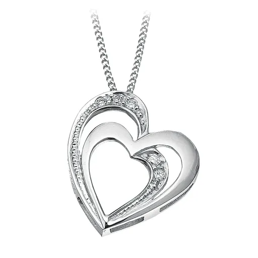 10K White Gold (0.03cttw) Diamond Heart Pendant
