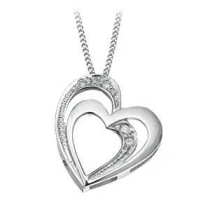 10K White Gold (0.03cttw) Diamond Heart Pendant