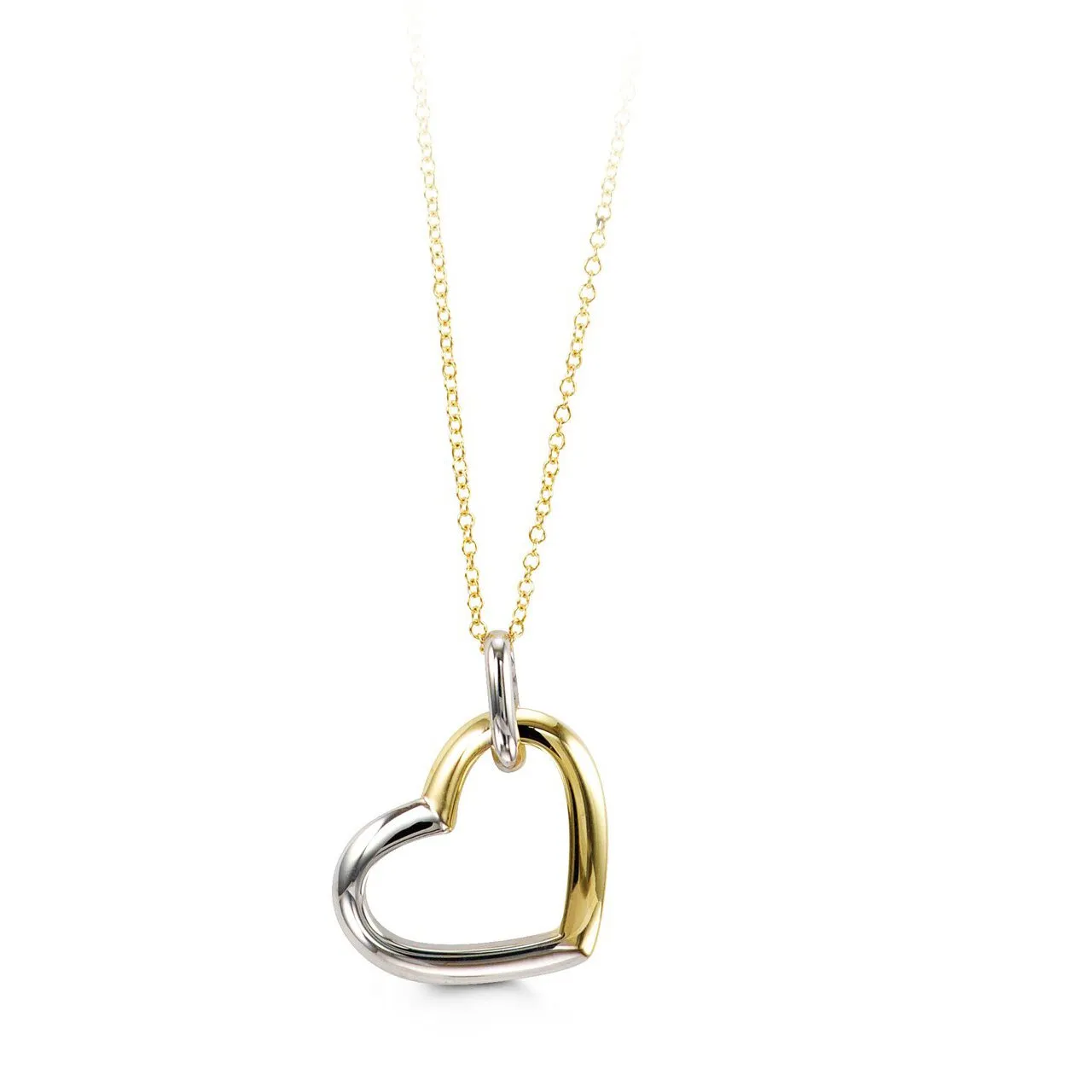 10K Yellow and White Gold Heart Necklace