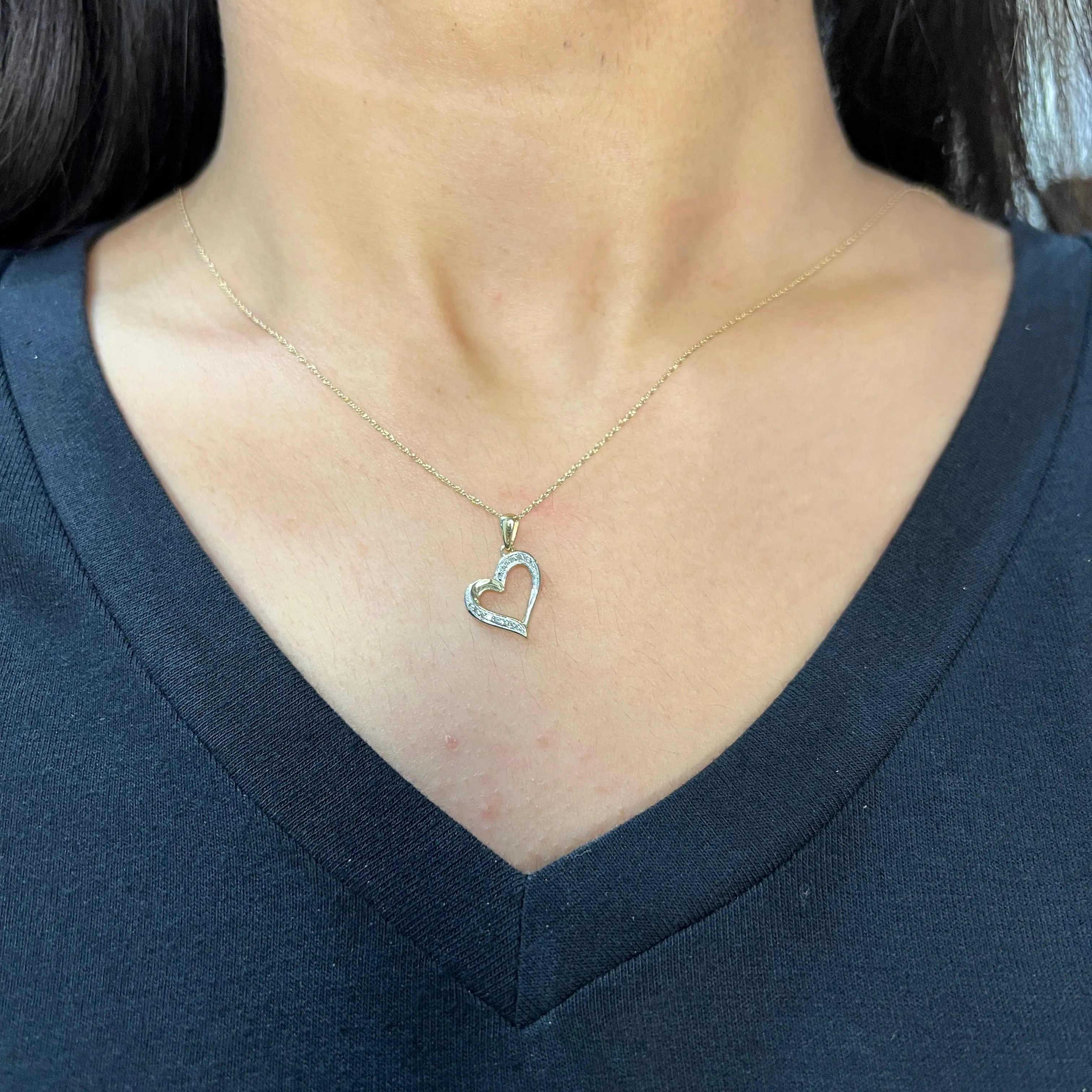 10K Yellow Gold (0.05ct) Diamond Heart Pendant