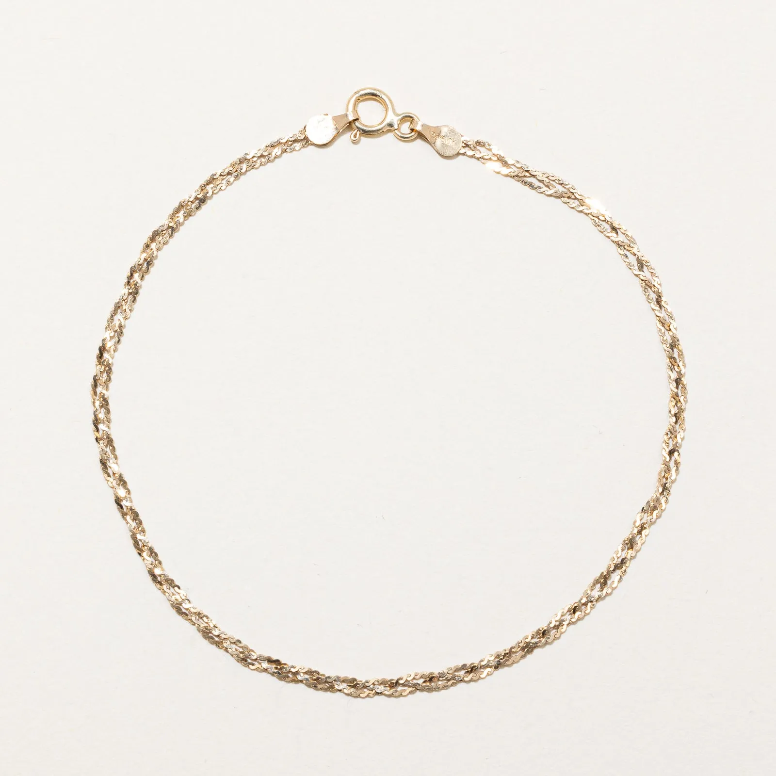10K Yellow Gold Braided S Link Bracelet | 1.62mm | 7"