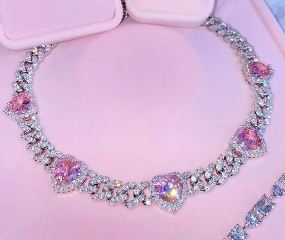 12mm Miami Cuban Link Chain Hearts choker (buy one get one FREE)