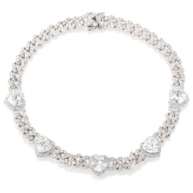 12mm Miami Cuban Link Chain Hearts choker (buy one get one FREE)