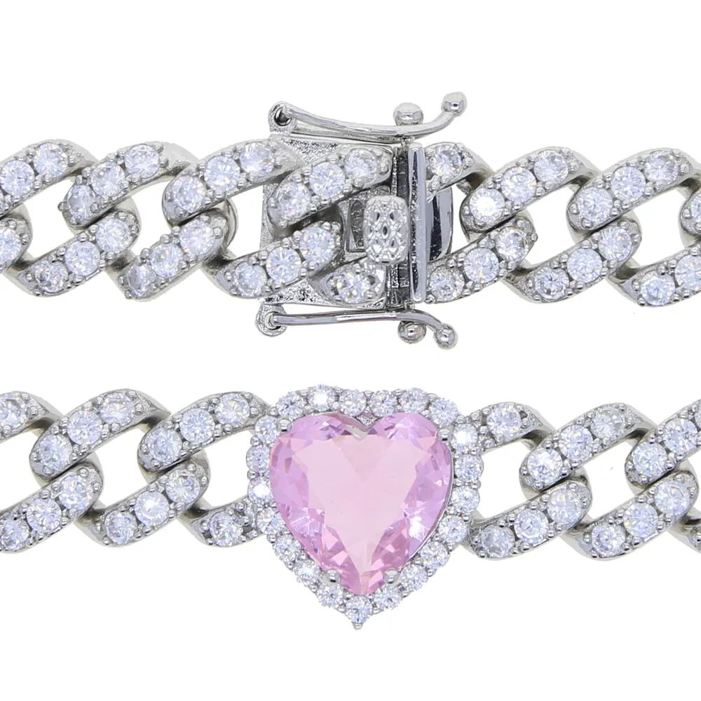 12mm Miami Cuban Link Chain Hearts choker (buy one get one FREE)