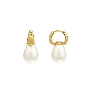 14K Dipped Pearl Huggie Earrings