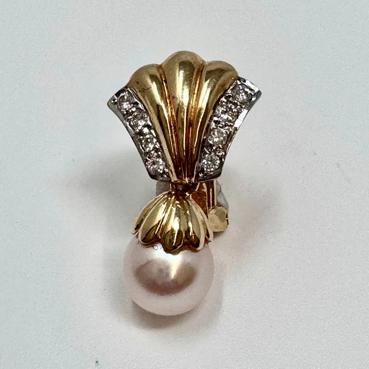 14K Gold Diamond and Pearl Earrings