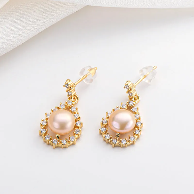 14K Gold Filled Natural Freshwater Pearl Drop Earrings