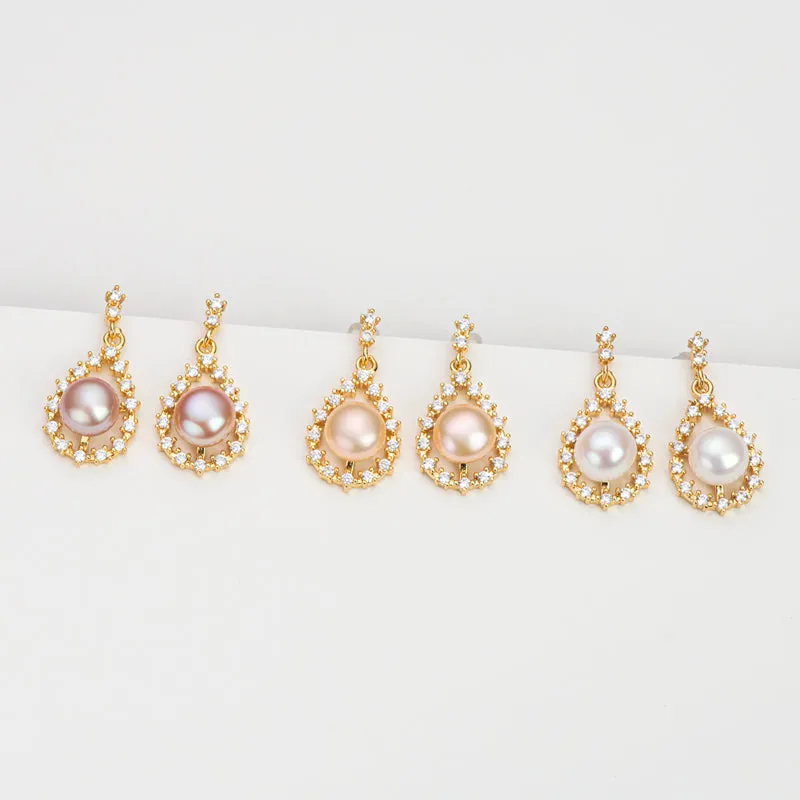 14K Gold Filled Natural Freshwater Pearl Drop Earrings