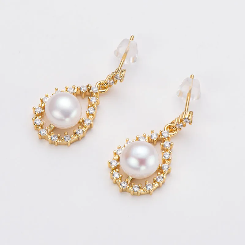 14K Gold Filled Natural Freshwater Pearl Drop Earrings
