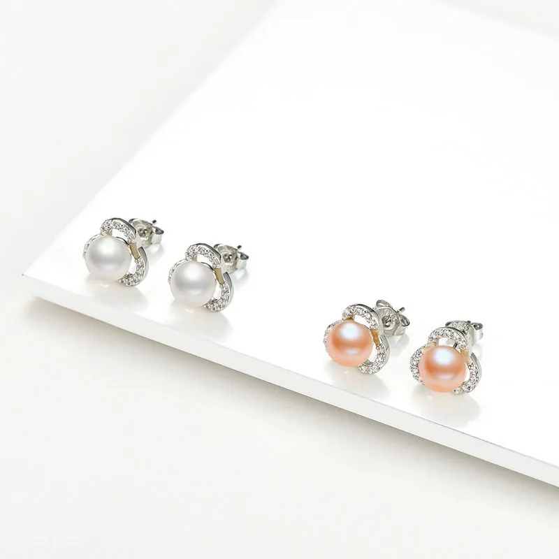 14K Gold Filled Natural Freshwater Pearl Stud Earrings