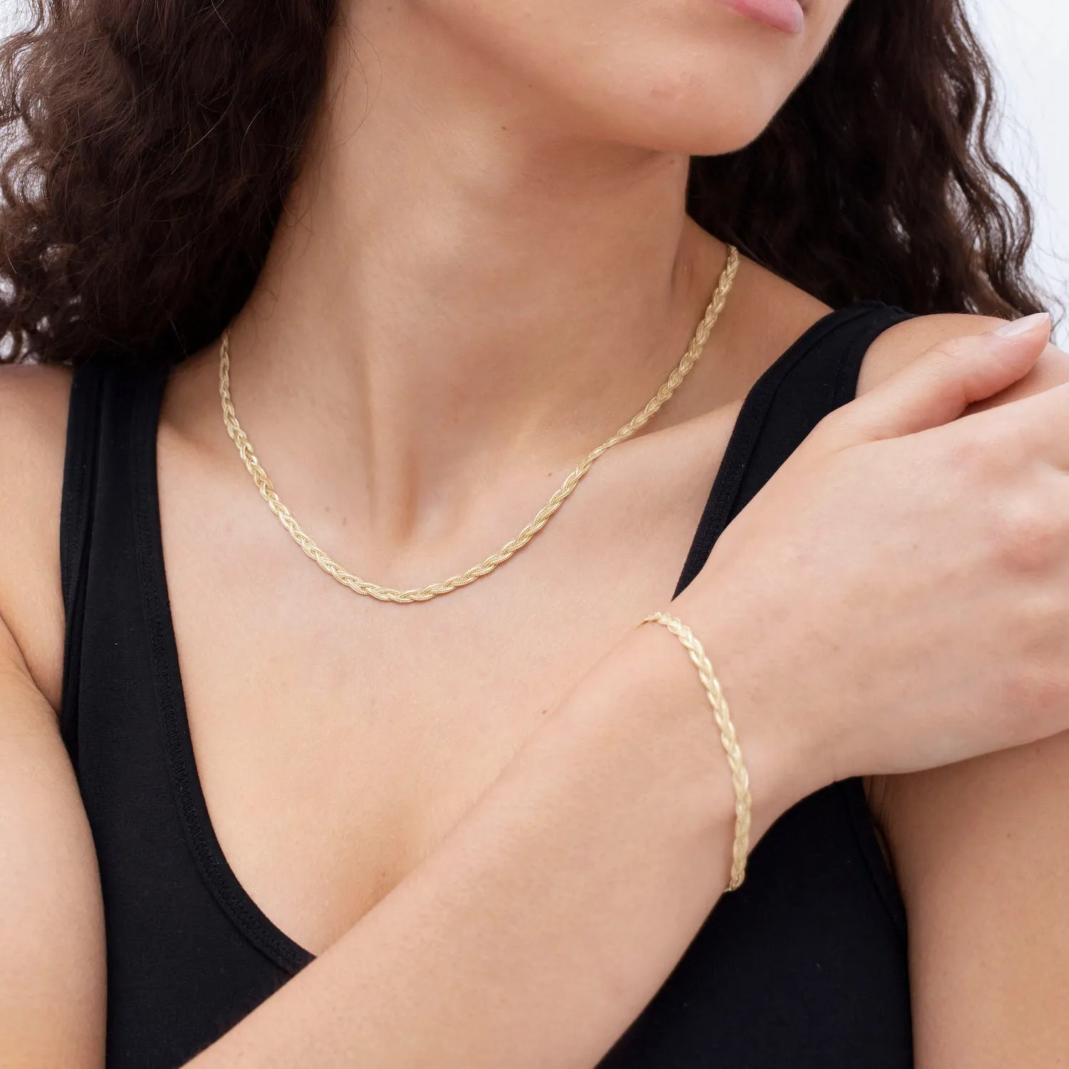 14K Gold Foxtail Braided Bracelet