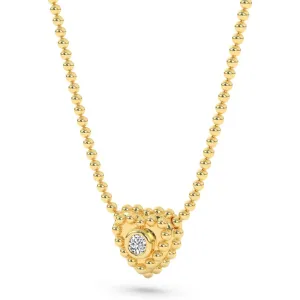 14k Gold Heart-shaped Caviar Diamond Necklace (0.03.ct.tw)
