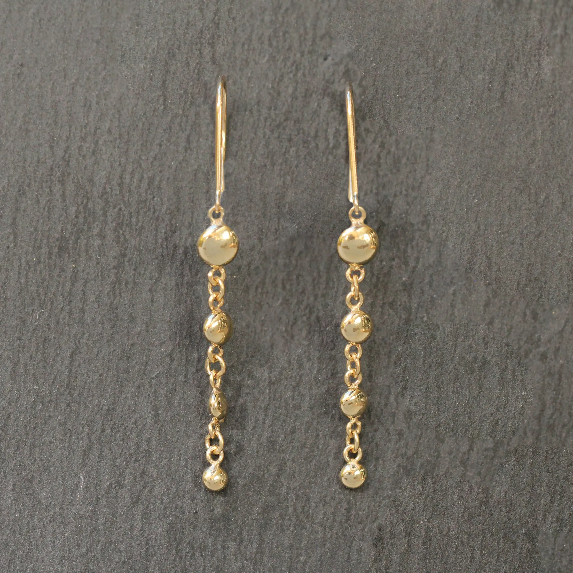 14k Gold Nugget Dangle Earrings