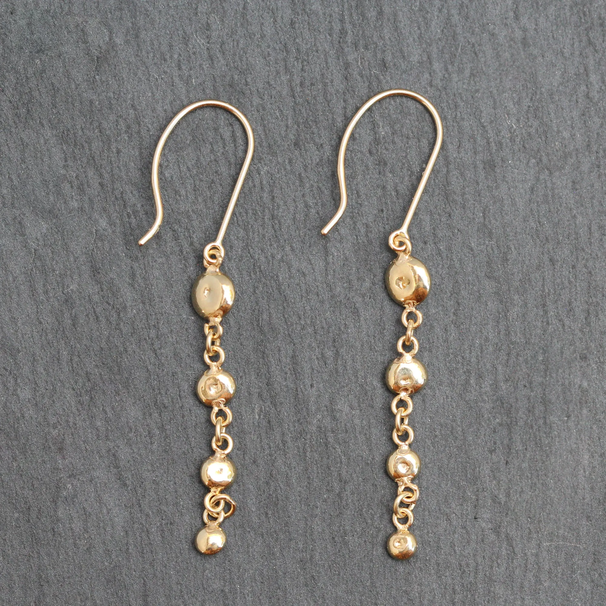 14k Gold Nugget Dangle Earrings