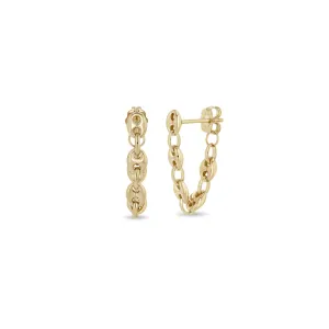 14k Gold Small Mariner Chain Huggie Earrings