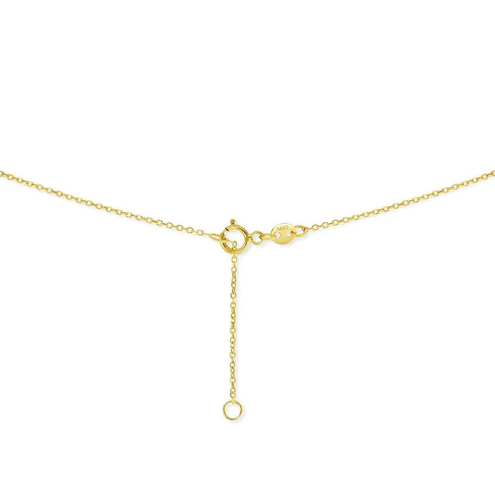 14k Gold Tiny Puffed Heart Chain 16" Kids / Teen Necklace