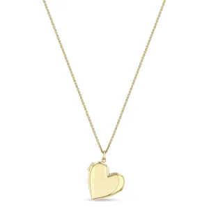 14k Heart Locket Long Chain Necklace