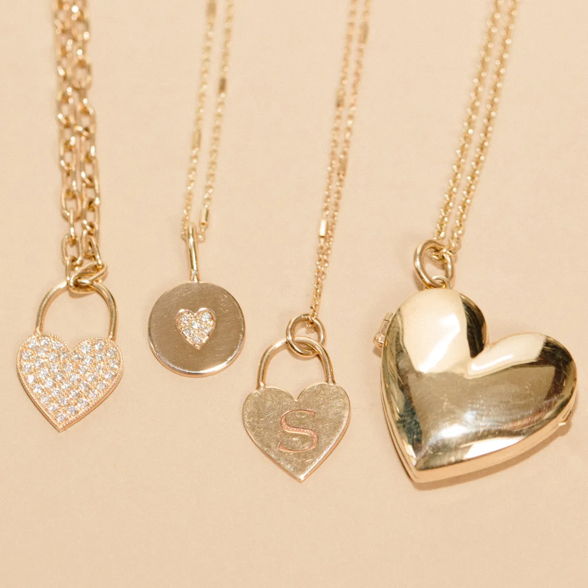 14k Heart Locket Long Chain Necklace