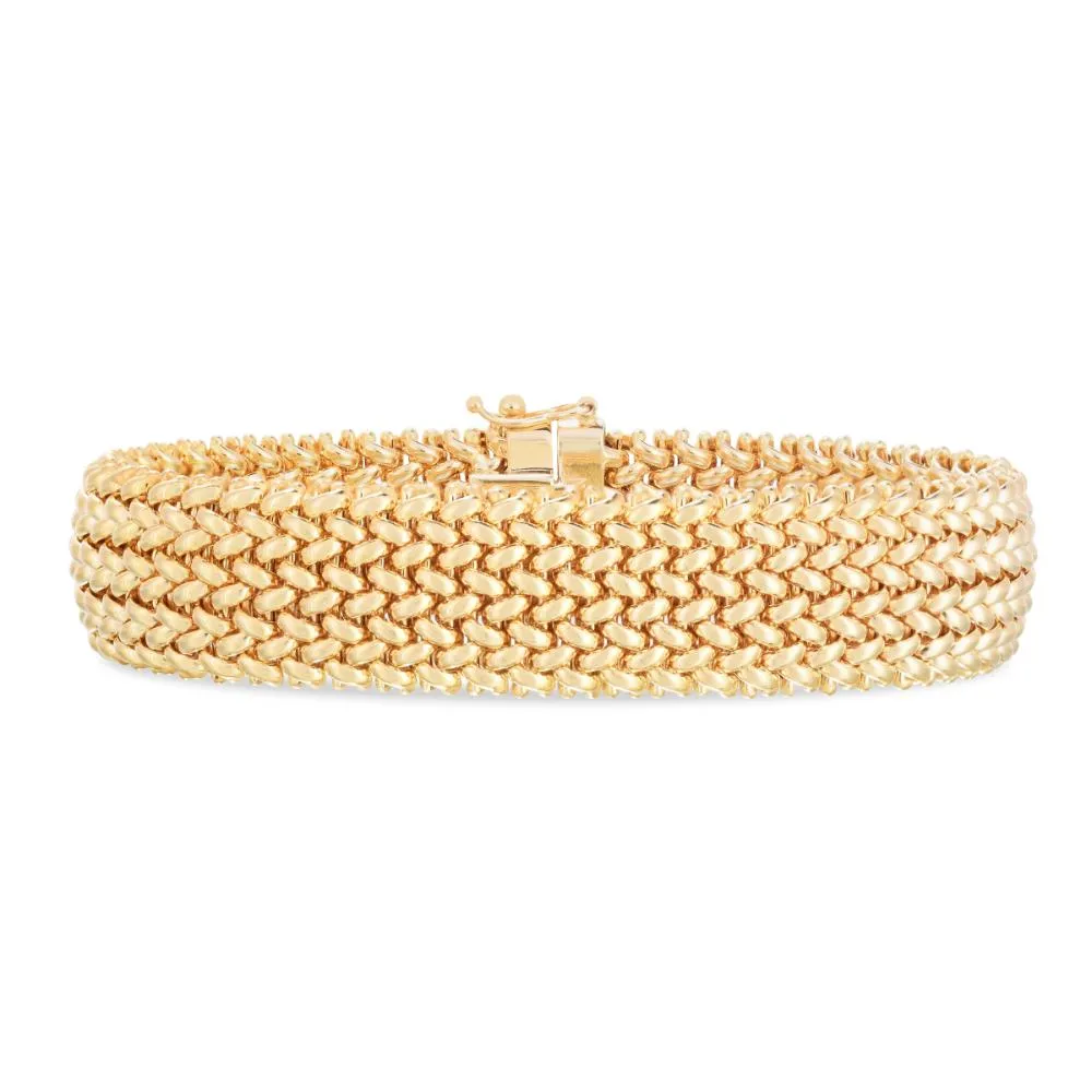 14K Large Mesh Rice Bracelet