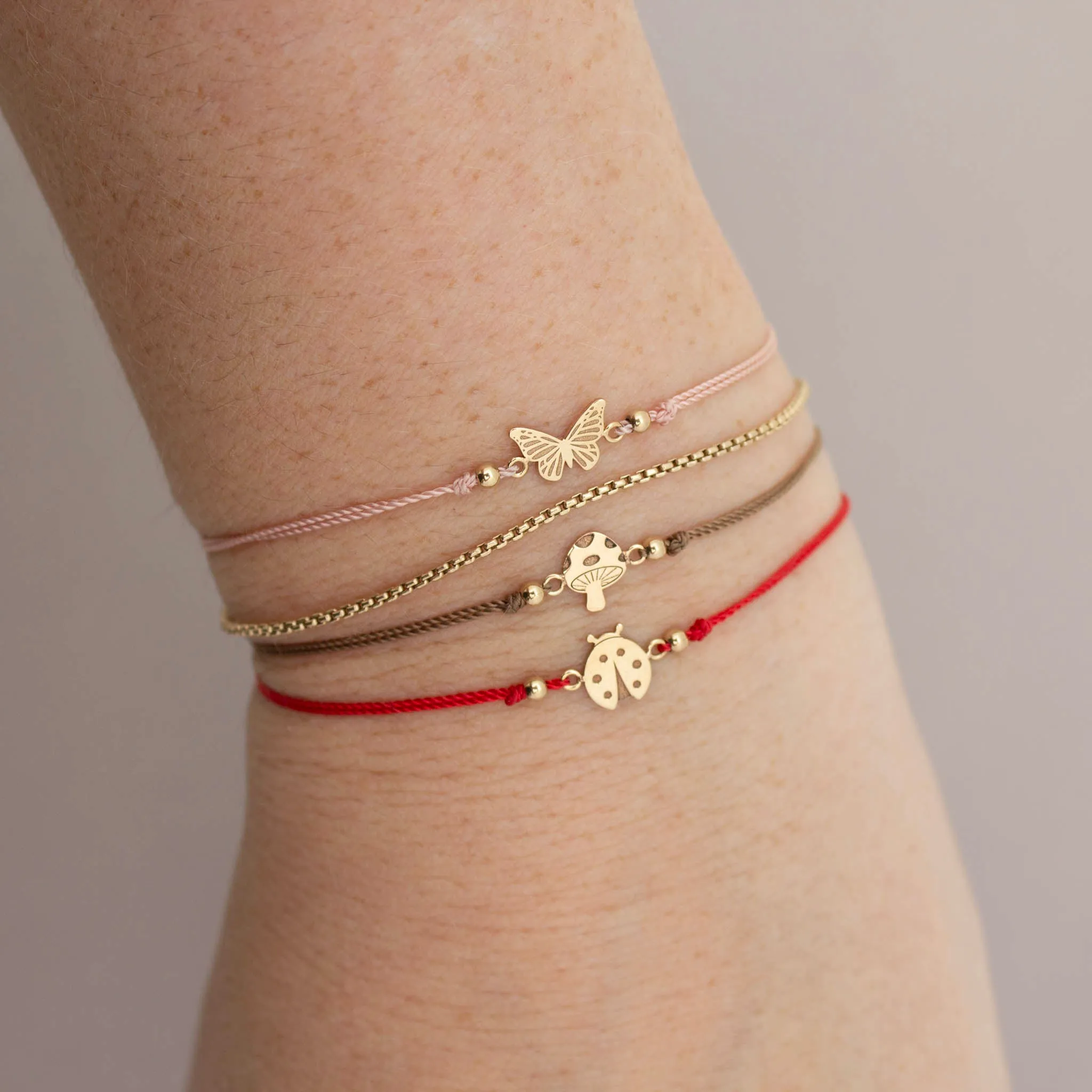 14k Midi Bitty Butterfly Cord Bracelet