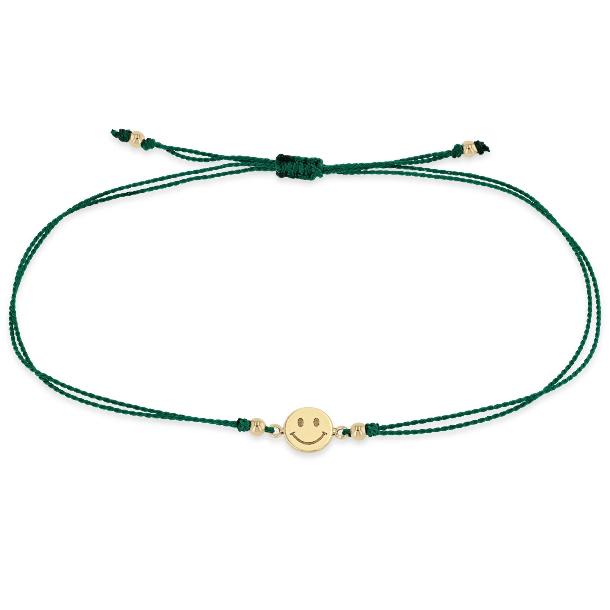 14k Midi Bitty Smiley Face Cord Bracelet