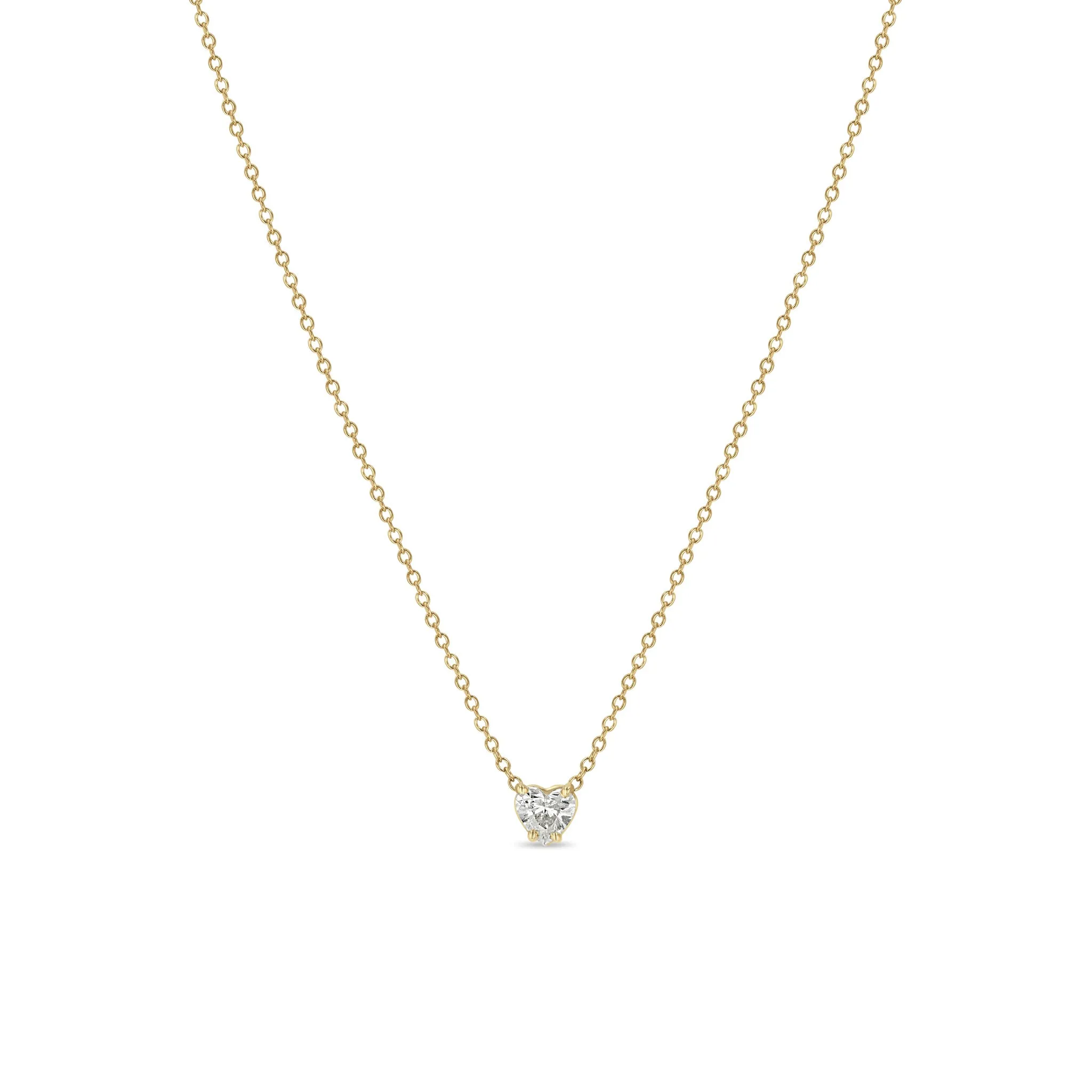 14k Prong Heart Shaped Diamond Necklace