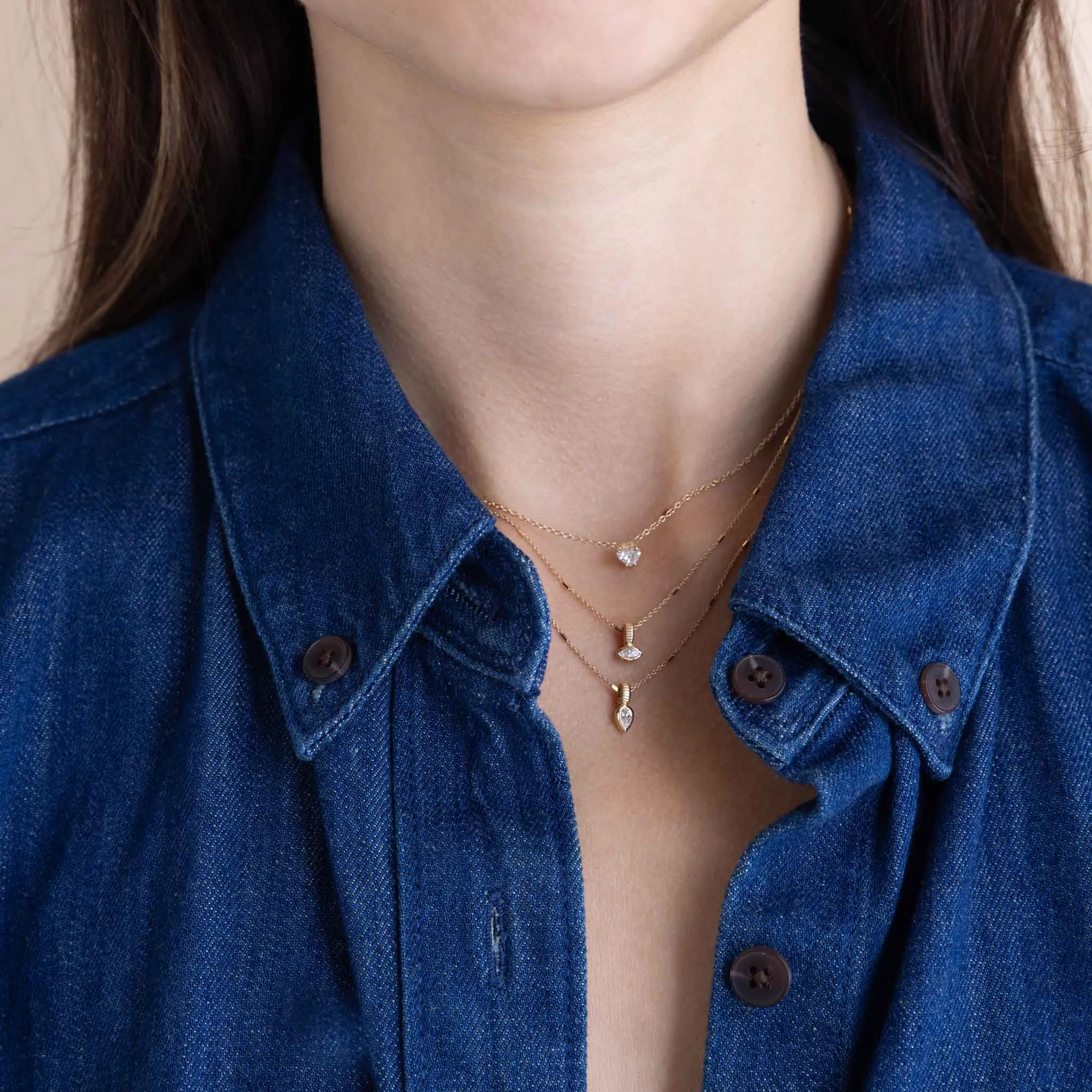 14k Prong Heart Shaped Diamond Necklace