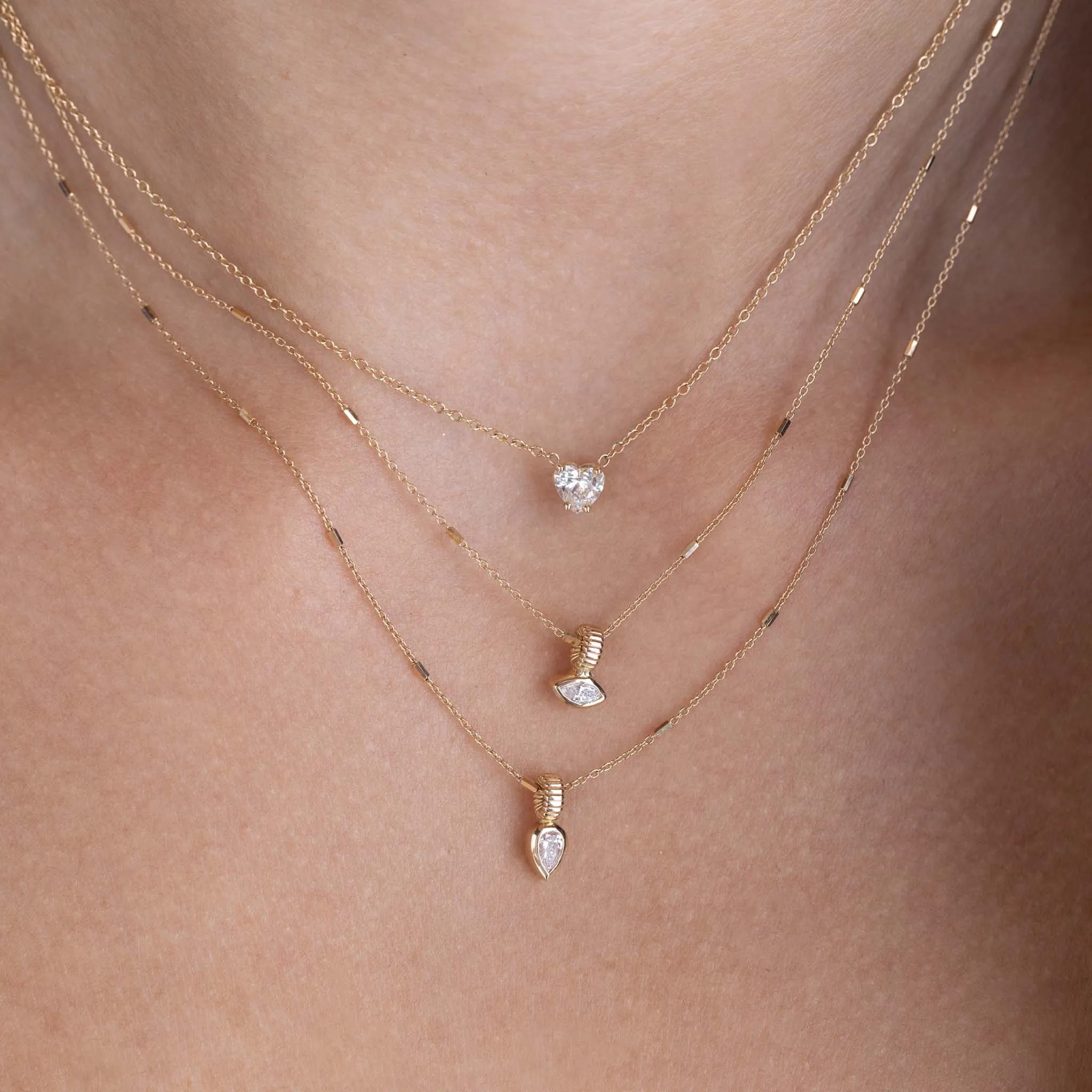 14k Prong Heart Shaped Diamond Necklace