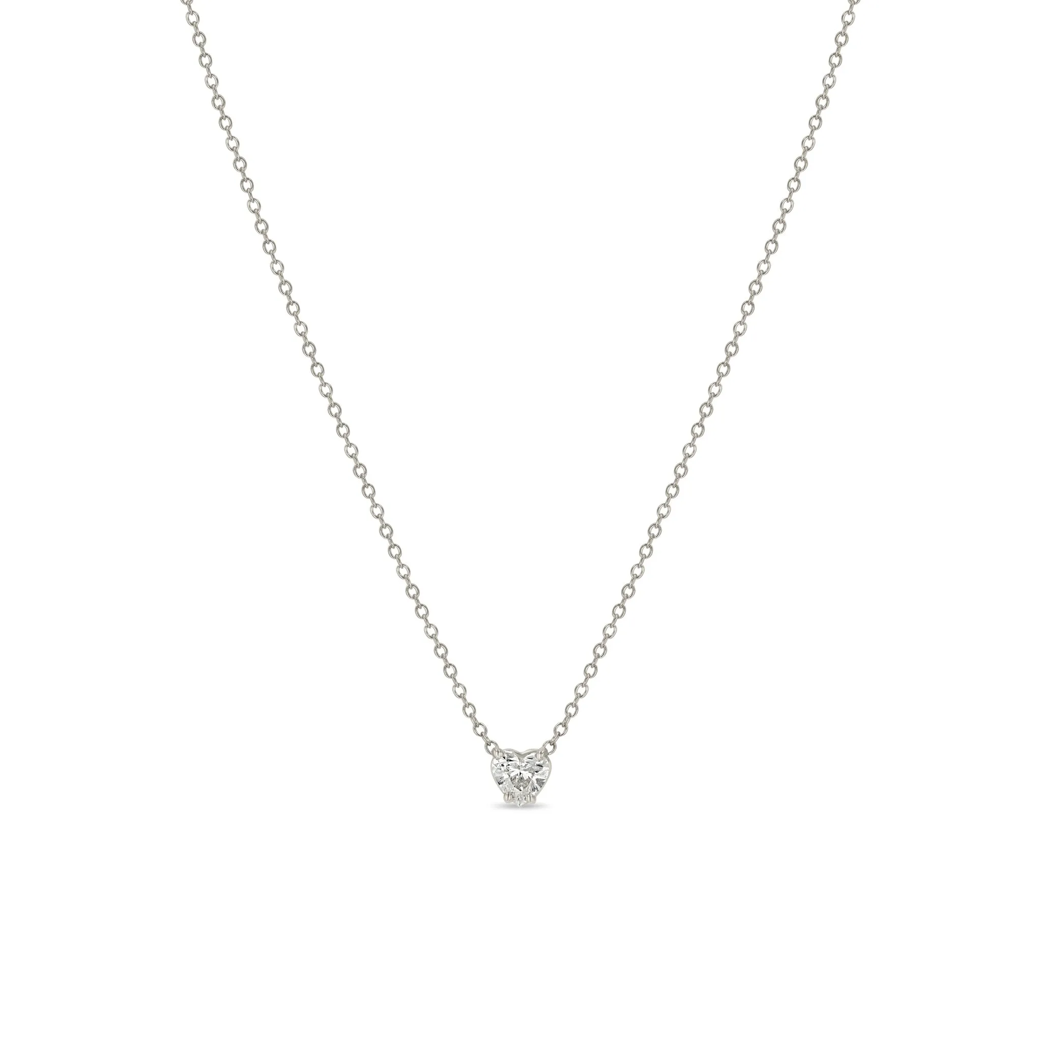 14k Prong Heart Shaped Diamond Necklace