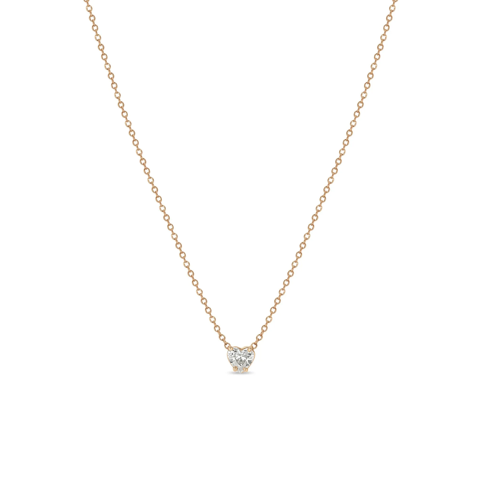 14k Prong Heart Shaped Diamond Necklace