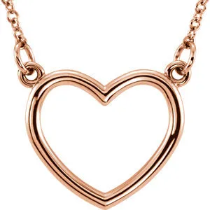 14K Rose 15.75x17 mm Heart 16" Necklace