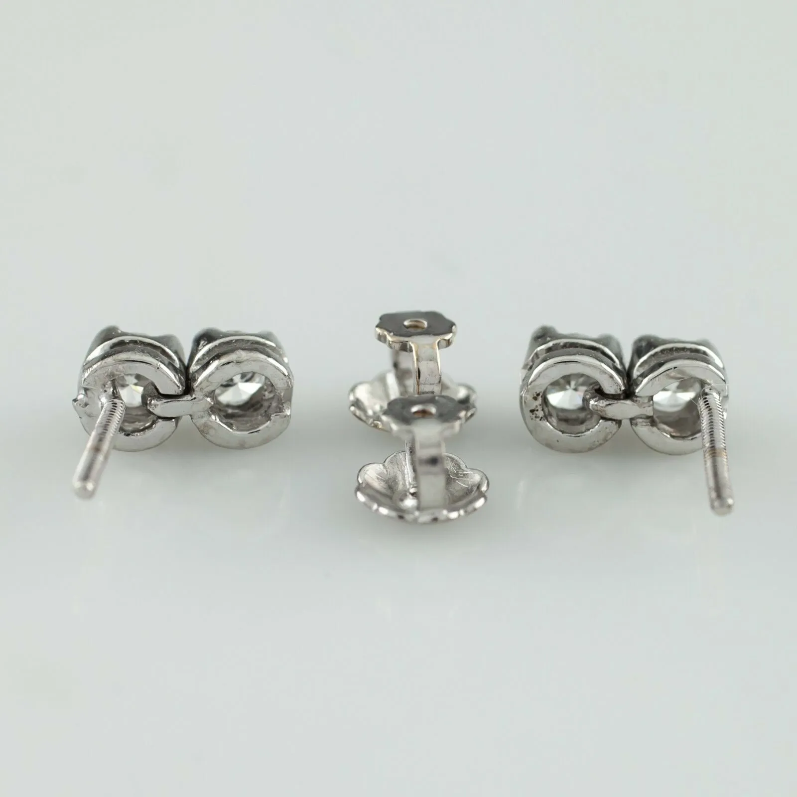 14k White Gold 0.48 carat Diamond Double Stud Drop Earrings