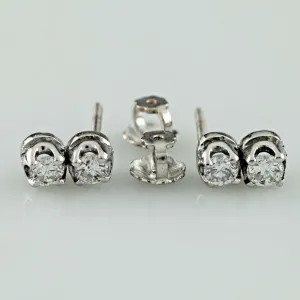 14k White Gold 0.48 carat Diamond Double Stud Drop Earrings