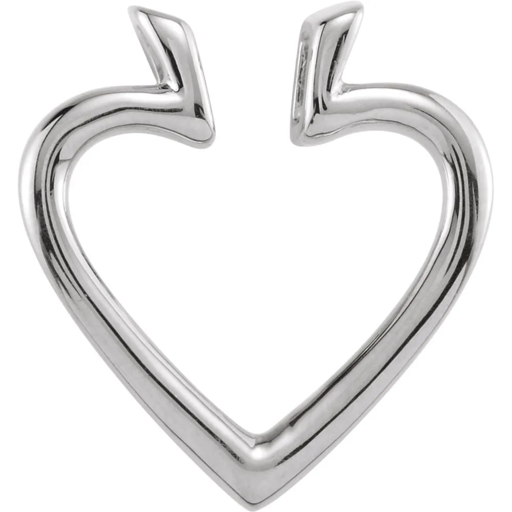 14k White Gold 19.5x18.25mm Heart Pendant Enhancer