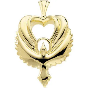 14k White Gold Dove Heart Pendant