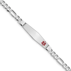 14K White Gold Figaro Link Medical ID Bracelet