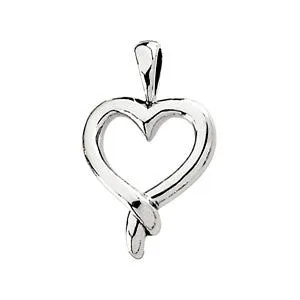 14k White Gold Heart Pendant