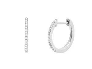 14k White Gold Small Diamond Huggie Earrings