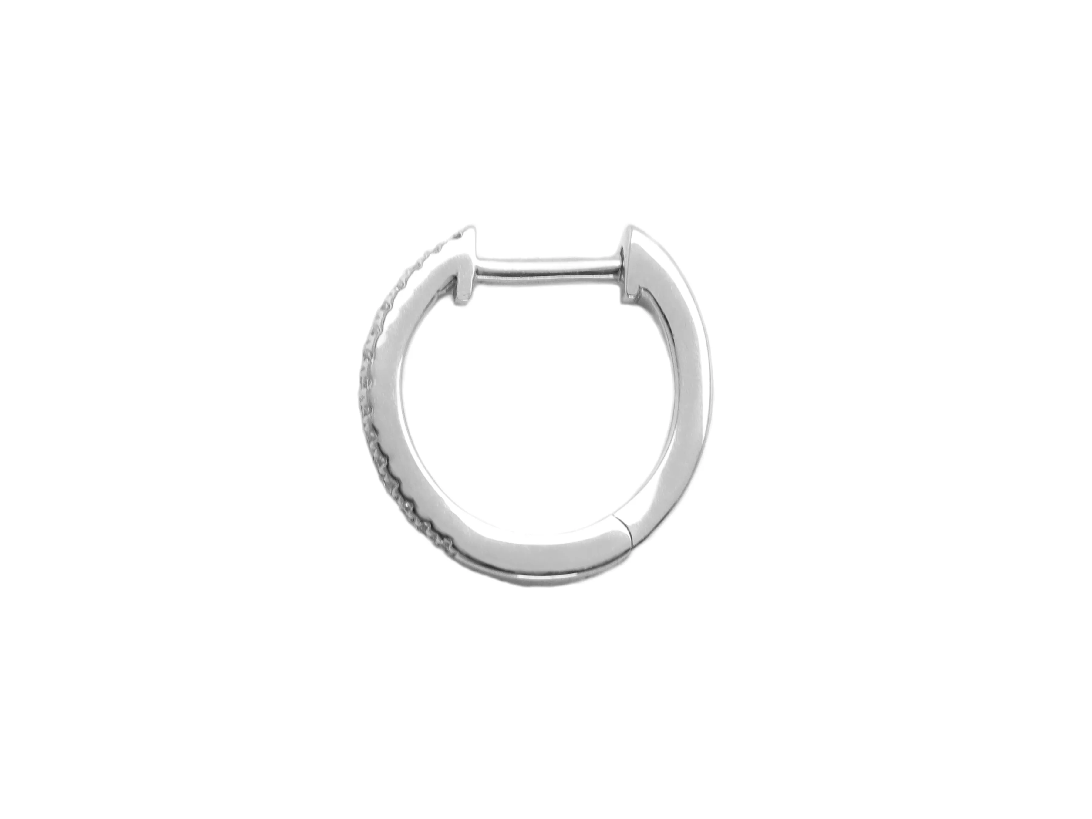 14k White Gold Small Diamond Huggie Earrings