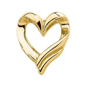 14k Yellow Gold 20.5x17.25mm Heart Chain Slide