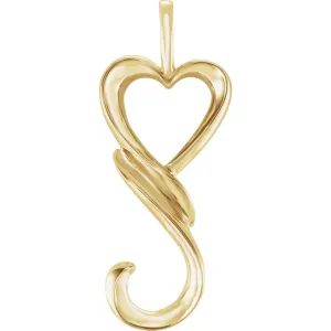14k Yellow Gold 32.5x12.75mm Heart Pendant